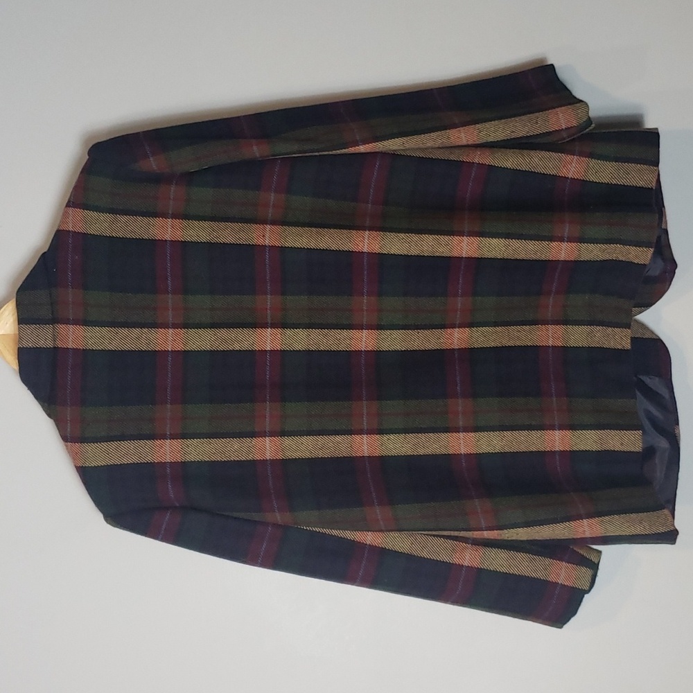 Vintage Plaid Blazer - Red, Green, Tan - Picture 6 of 7